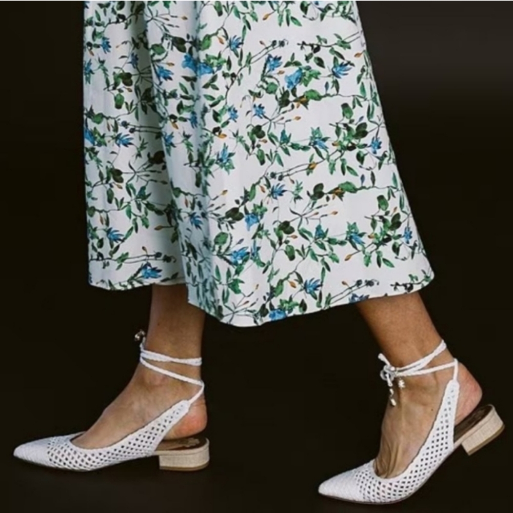 NWT ANTONIO MELANI x JENN SUMKO newport white woven flats lace up 6.5